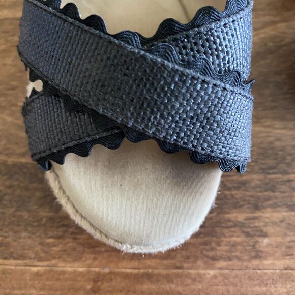 Janie & Jack Black Ric Rac Espadrille Sandals Girls' 10 - Picture 9 of 13